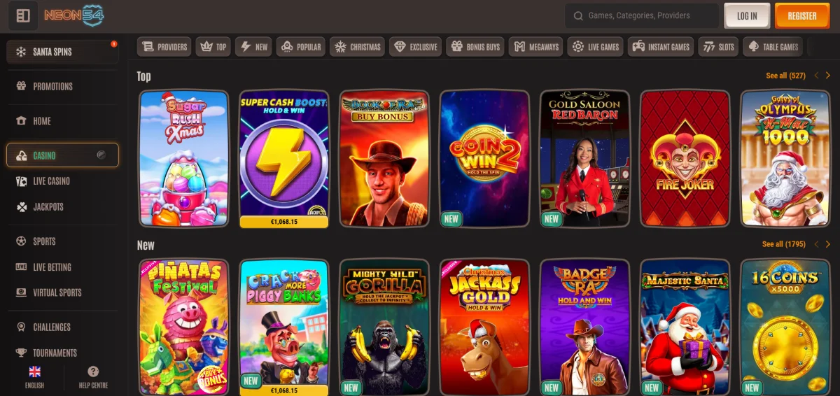 neon54 casino games